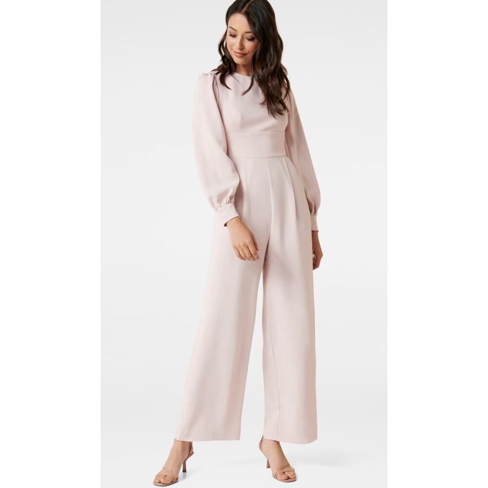 Ever New Lucille Long Sleeve Bow Back Jumpsuit Elegant Cocktail Women's 4 New
